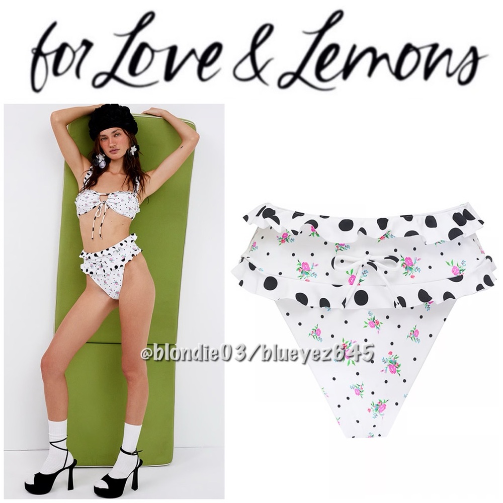 For Love And Lemons Rosewater high waist bikini bottom L NWT